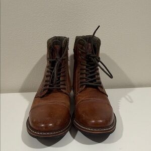 Crevo Brown Leather Lace-Up Boots
